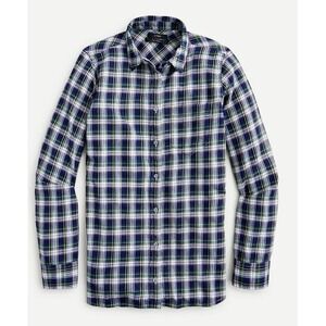 EUC J Crew Classic-Fit Flannel Shirt in Blue Green 12 Plaid AU253